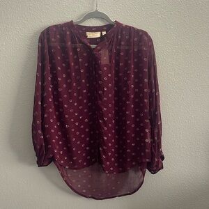 Anthropologie Moulinette Soeurs Allegra Foil Printed Button Down Blouse Sz XXS